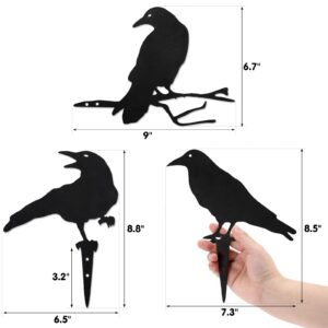 Qmetalart Raven Halloween Decor Outdoor Crow Yard Art Exterior Rustic Metal Black Bird Mini Garden Ornament Fence Topper Gothic Home Decor Outdoor Gate Post Sculpture Witchy Gift