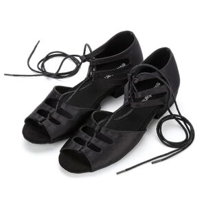 Women Ballroom Dance Shoes for Social Performance Professional Latin Salsa Practice Dancing,low heel women dance shoes, flat women dance shoes. (Black-0.70 Inch Heel, numeric_8)