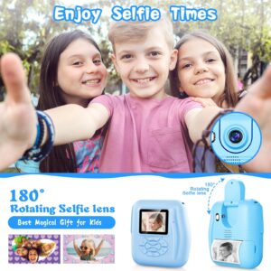 WEOLULI Kids Camera Instant Print, Birthday Gifts for 3 4 5 6 7 8 9 Year Old Girls Boys,Digital Camera for Toddler,Toys for Kids Age 4-8 with 3 Rolls Print Paper,32GB Card(Blue)