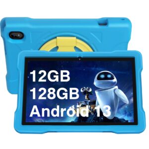 2024 kids tablet, 10 inch android 13 tablets for kid toddler 12gb+128gb 6000mah tablet with shockproof case, 5g wifi, kids space parental control, 1280x800 hd touchscreen, bluetooth,dual camera -blue