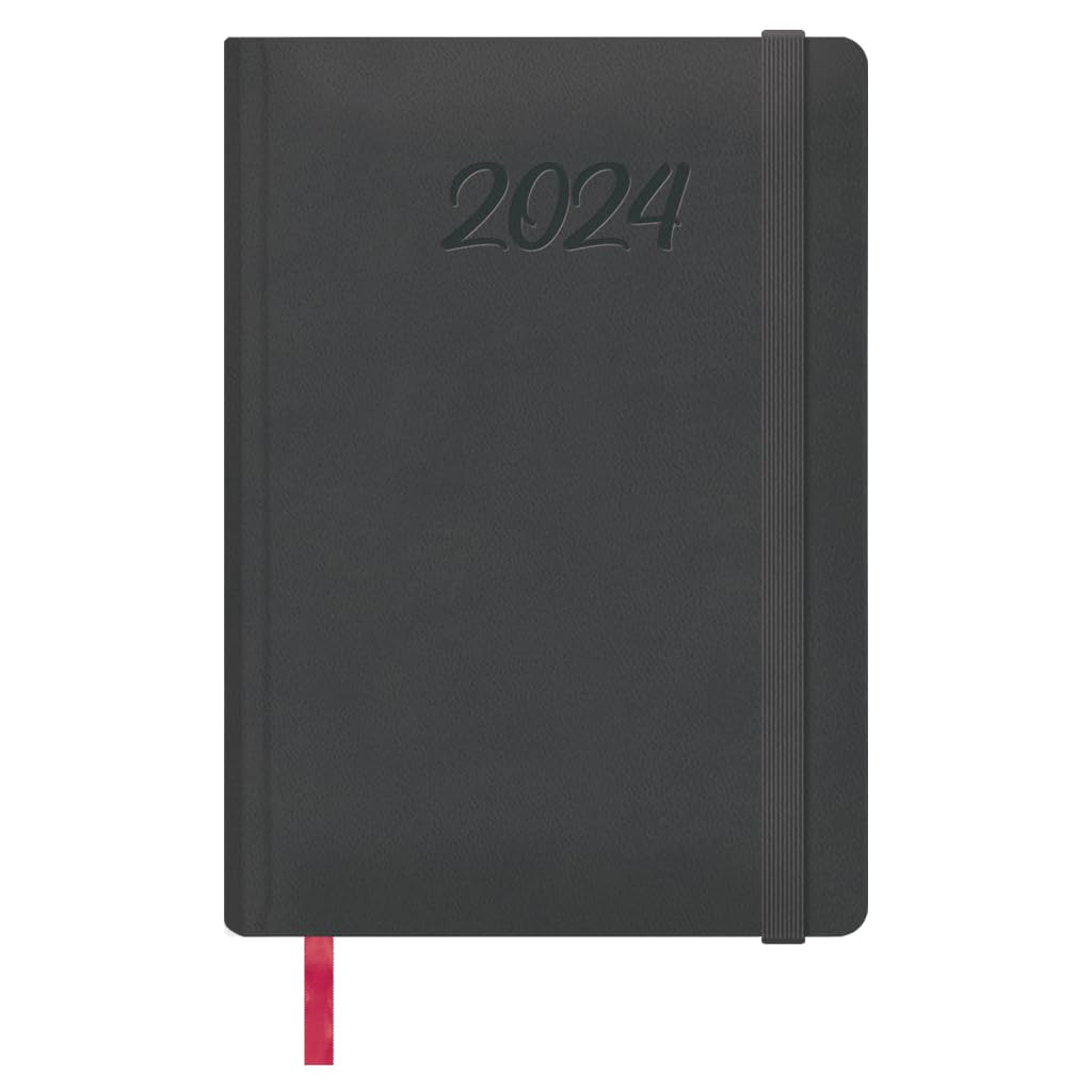 Dohe - Diary 2024 – Day Page – Size: 15 x 21 cm (A5) – 336 Pages – Stitched Binding – Hardcover – Black – Manaos Model