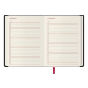 Dohe - Diary 2024 – Day Page – Size: 15 x 21 cm (A5) – 336 Pages – Stitched Binding – Hardcover – Black – Manaos Model