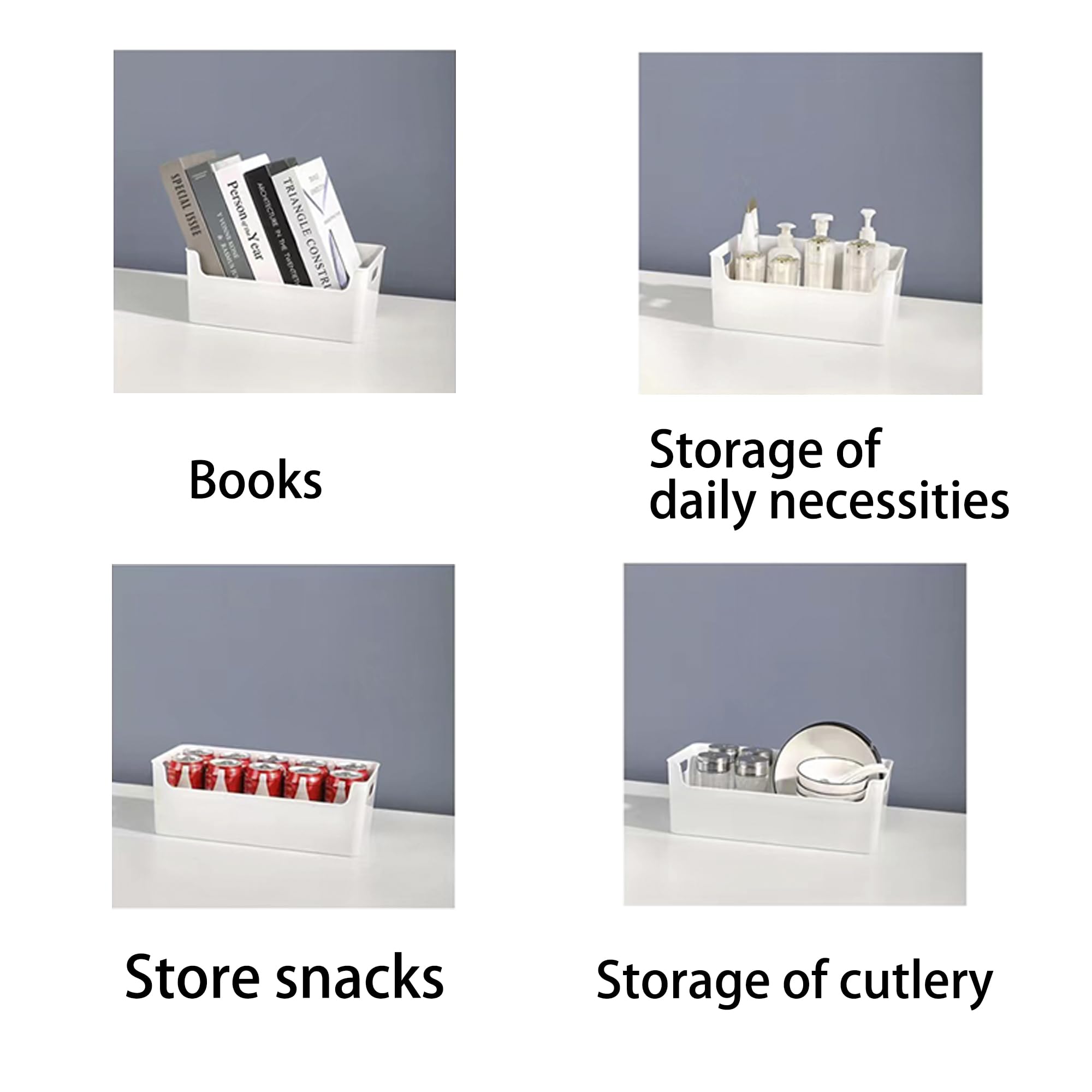 AJbells White Pantry Organization and Storage Baskets Plastic Storage Bins Open Storage Organizing Bins for Classroom, Office, School, Shelves,Pack of 2/4/6 (2, 13.39”x9.45”x5.51”)