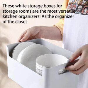 AJbells White Pantry Organization and Storage Baskets Plastic Storage Bins Open Storage Organizing Bins for Classroom, Office, School, Shelves,Pack of 2/4/6 (2, 13.39”x9.45”x5.51”)