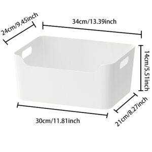 AJbells White Pantry Organization and Storage Baskets Plastic Storage Bins Open Storage Organizing Bins for Classroom, Office, School, Shelves,Pack of 2/4/6 (2, 13.39”x9.45”x5.51”)