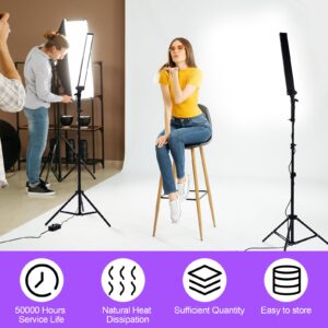 Kanayu 4 Pack LED Video Lighting Stick Wand Kit, Adjustable Photography Lights with 22-63 Tripod 9 Color Filters 5500K 90 Bead Photoshoot Fill Lights Portable Studio Lights for Live Streaming CRI 80+