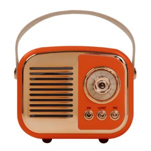 aresrora retro bluetooth speaker, vintage wireless speaker,portable mini radio old fashion style for room decor kitchen desk bedroom office,supports tws pairing for iphone,android devices (orange)