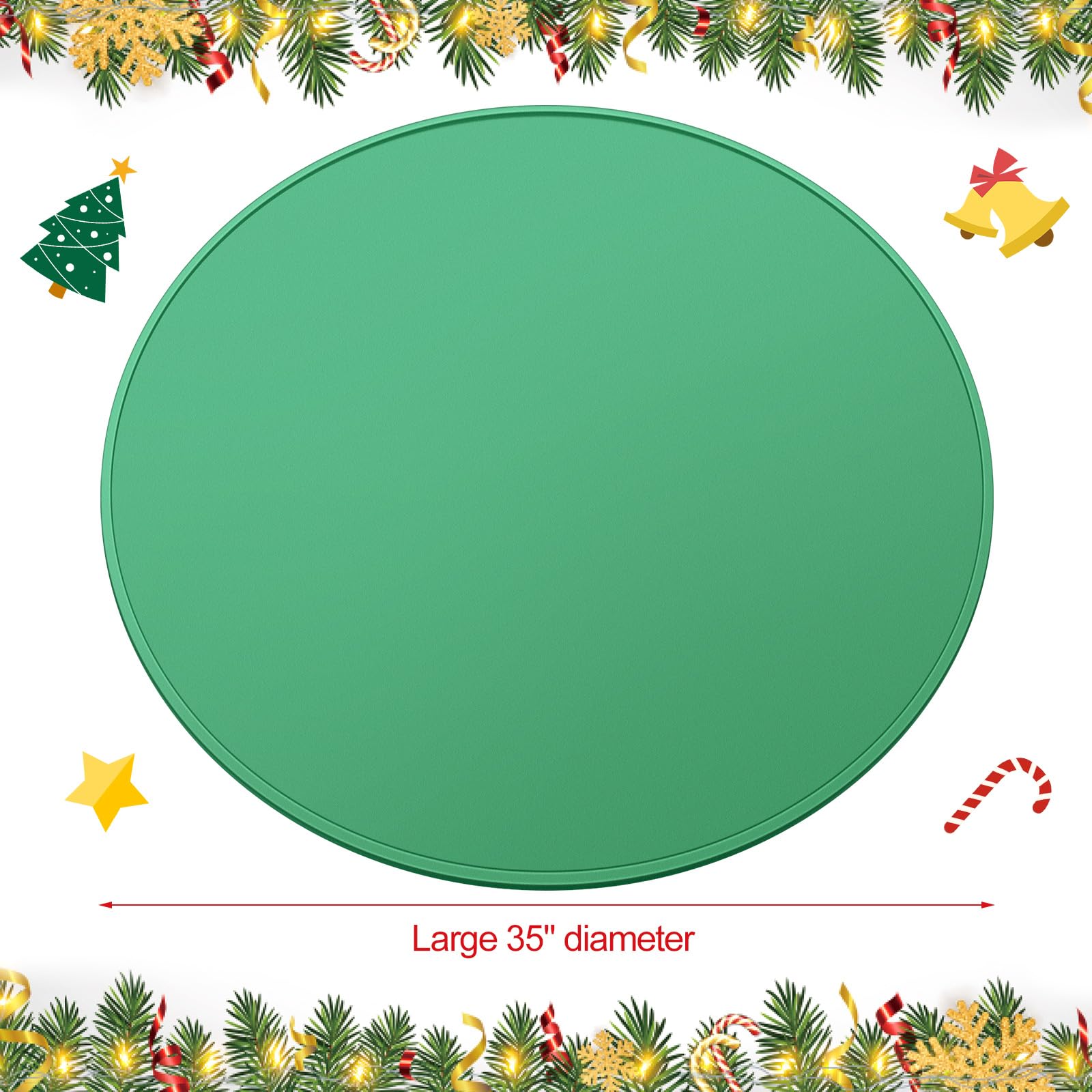 Timgle Christmas Tree Stand Mat 35inch Christmas Tree Mat Heavy Duty Silicone Christmas Tree Floor Protector Waterproof Christmas Tree Stand Pad from Spills and Scratches, Christmas Home Decor (Green)