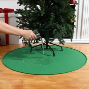 Timgle Christmas Tree Stand Mat 35inch Christmas Tree Mat Heavy Duty Silicone Christmas Tree Floor Protector Waterproof Christmas Tree Stand Pad from Spills and Scratches, Christmas Home Decor (Green)