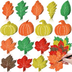cholemy 150 pcs large fall leaves pumpkin cutouts glitter paper fall leaves die cuts artificial confetti maple leaves elm leaf leaves pumpkin cutouts for classroom bulletin board thanksgiving autumn