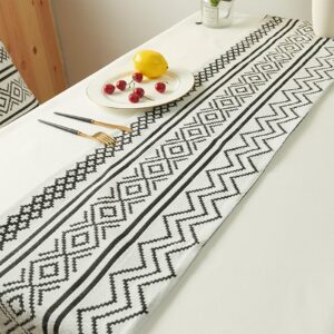 kitchen table decor, chenille geometric lines table runner, table decoration for holiday party, for dining rooms, kitchens, parties, weddings, and more,70 inches#