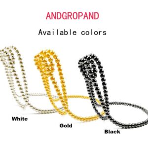 ANDGROPAND (White) Creative Artificial Pearl Necklace Floating Wine Rack Metal Wine Bottle Holder Wine Display Stand for Bars and Home Decoration