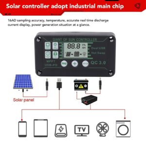 MPPT Tracking Charge Controller, Intelligent Protection Solar Charge Controller for Camping MPPT Solar Charge Controller Solar Panel Charge Controller