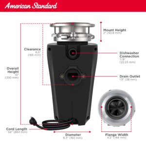 American Standard 10-US-AS-5 Garbage Disposer, 1/2 HP Economy, Black