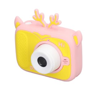 Rosvola Toddler Camera, Auto Dimming Birthday Gift AI Intelligent 20MP Kids Camera with Frames for Party (Pink Yellow)