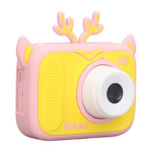 Rosvola Toddler Camera, Auto Dimming Birthday Gift AI Intelligent 20MP Kids Camera with Frames for Party (Pink Yellow)