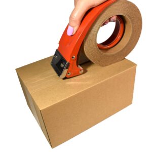 Heavy Duty Steel Packing Tape Dispenser - for 2 inch Wide Tape with 3 inch Inner Paper Core - Hand-Held Professional Quality Metal Packaging Tape Dispenser for Sealing Moving and Shipping Boxes, Red