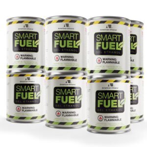 smart fuel gel ethanol - ethanol fuel can, spill-resistant, high purity for indoor & outdoor uses, ventless fireplaces, fire pit, stoves and burners - non-hazardous, planet friendly - pack of 12, 13oz