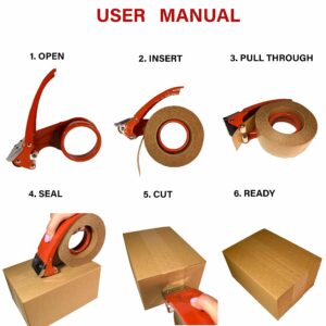 Heavy Duty Steel Packing Tape Dispenser - for 2 inch Wide Tape with 3 inch Inner Paper Core - Hand-Held Professional Quality Metal Packaging Tape Dispenser for Sealing Moving and Shipping Boxes, Red