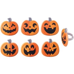 halloween jack o' lantern pumpkin cupcake rings party favors - 24 pc