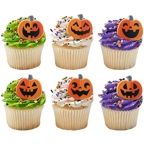 Halloween Jack O' Lantern Pumpkin Cupcake Rings Party Favors - 24 pc