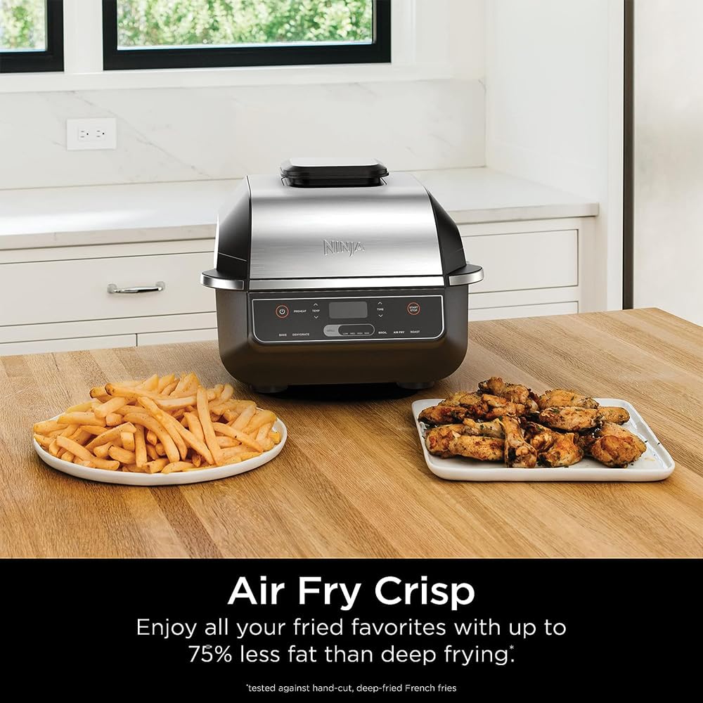 Ninja EG201 Foodi 6-in-1 Indoor Grill and 4-Quart Air Fryer (Renewed)