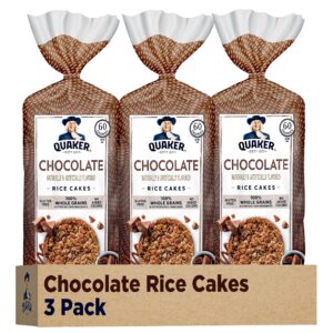 quaker large rice cakes, chocolate, pack of 3