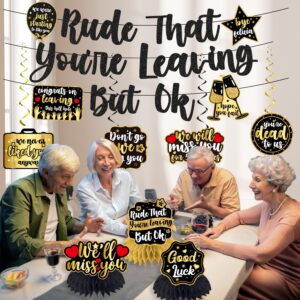 Rude That You're Leaving But Ok Banner Hanging Swirls Centerpieces, Going Away Party Decorations For Coworker Farewell Decorations Party, Gold Glitter Coworker Leaving Decorations, Retirement Party