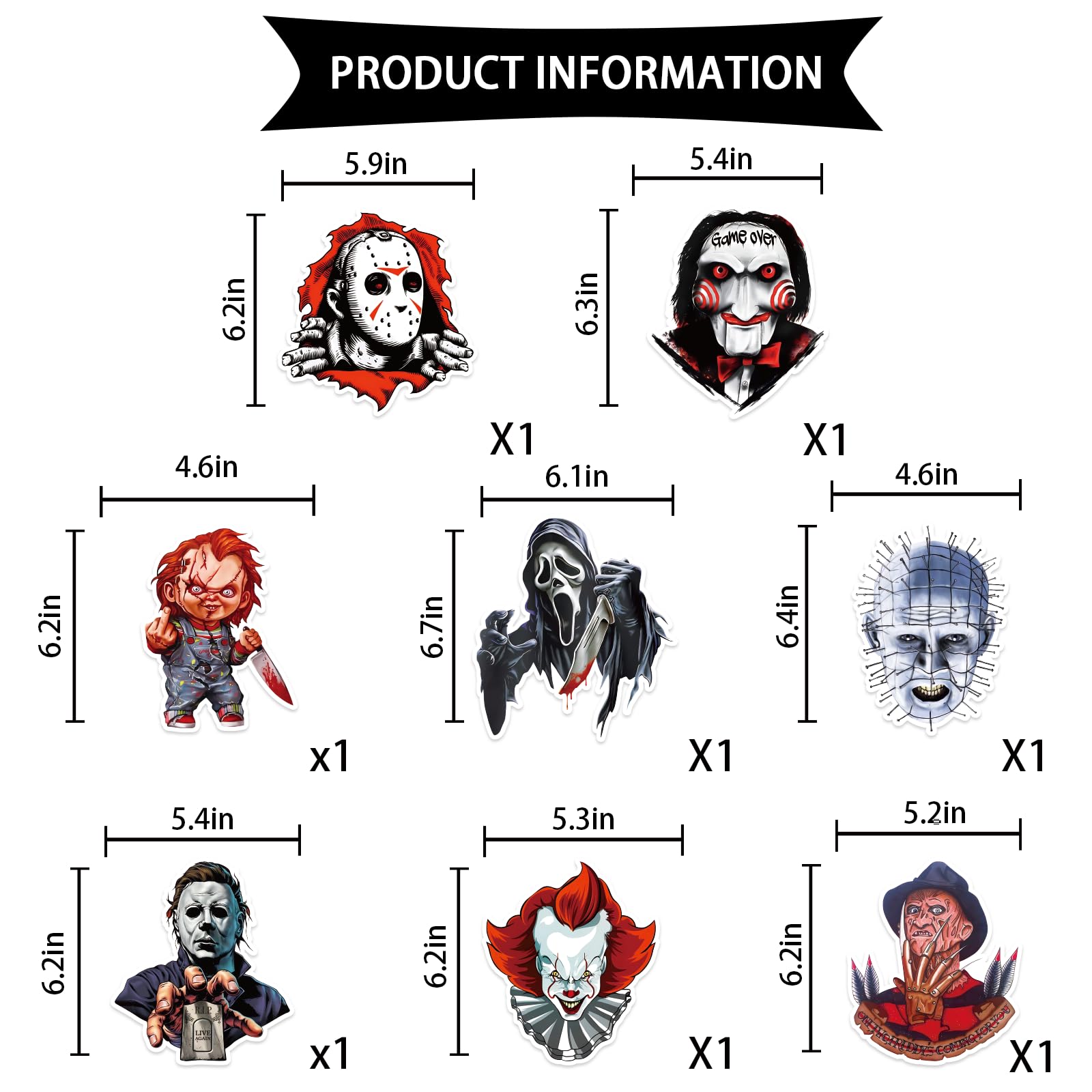 Horror Birthday Decorations，Horror Movie Halloween Decorations Includes 1Pc Happy Birthday Banner and 8Pcs Horror Movie Party Decorations Hanging Swirls, Horror Movie Birthday Decorations for