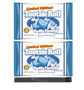 vanilla tootsie rolls midgees candy limited edition 16 oz (2 pack) w/cc's sweets & snacks bag clip