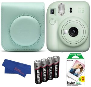 fujifilm instax mini 12 instant film camera (mint green) bundle, includes: instax mini film (20 exposures), instax mini 12 case and more (5 items)