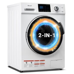 smad 24" washer and dryer combo, 2.7 cu. ft ventless washer dryer combo with 26 lbs capacity, child lock, low noise and easy store for laundry, apartments, rv and compact space, white