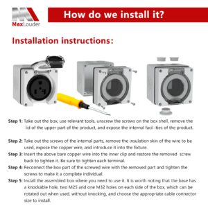 MaxLouder 30Amp Power Outlet Box,NEMA 6-30R Receptacle 250Volt Outdoor dustproof and Weatherproof for RV, Electric car, Generator, Welding Machine, Washing Machine, etc.