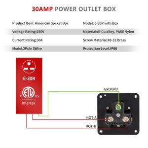 MaxLouder 30Amp Power Outlet Box,NEMA 6-30R Receptacle 250Volt Outdoor dustproof and Weatherproof for RV, Electric car, Generator, Welding Machine, Washing Machine, etc.