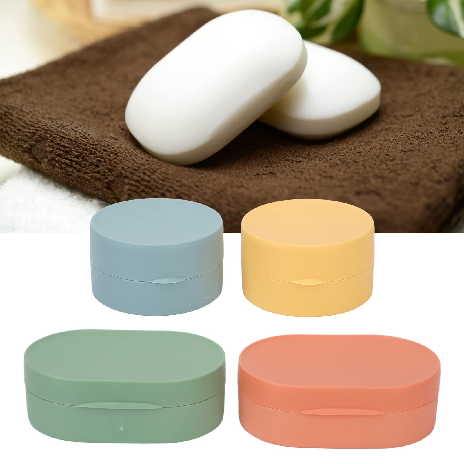 4pcs Soap Cases, Portable Round Oval Soap Holders, Travel Plastic Soap Case, Portable Soap Box Tray, Toilet Soap Containers Storage Boxes with Foaming Nets for Home, Bath, Hiking, Traveling