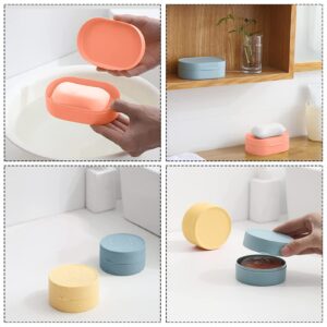 4pcs Soap Cases, Portable Round Oval Soap Holders, Travel Plastic Soap Case, Portable Soap Box Tray, Toilet Soap Containers Storage Boxes with Foaming Nets for Home, Bath, Hiking, Traveling