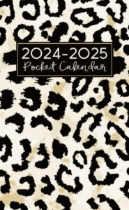 2024-2025 pocket calendar: 2 year small monthly agenda with holidays | january to december | leopard spots print cover.