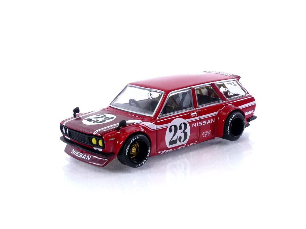 Datsun KAIDO 510 Wagon Carbon Fiber V2 Red Kaido House 1/64 Diecast Model Car True Scale Miniatures KHMG063