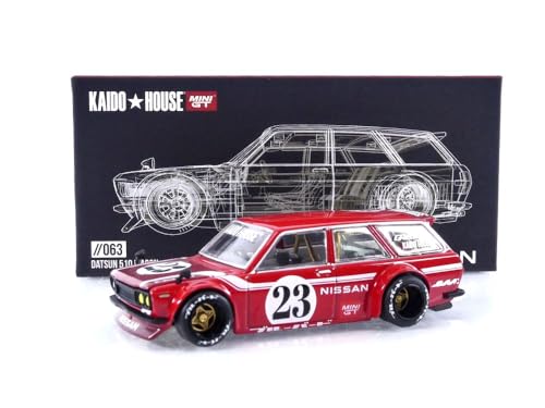 Datsun KAIDO 510 Wagon Carbon Fiber V2 Red Kaido House 1/64 Diecast Model Car True Scale Miniatures KHMG063