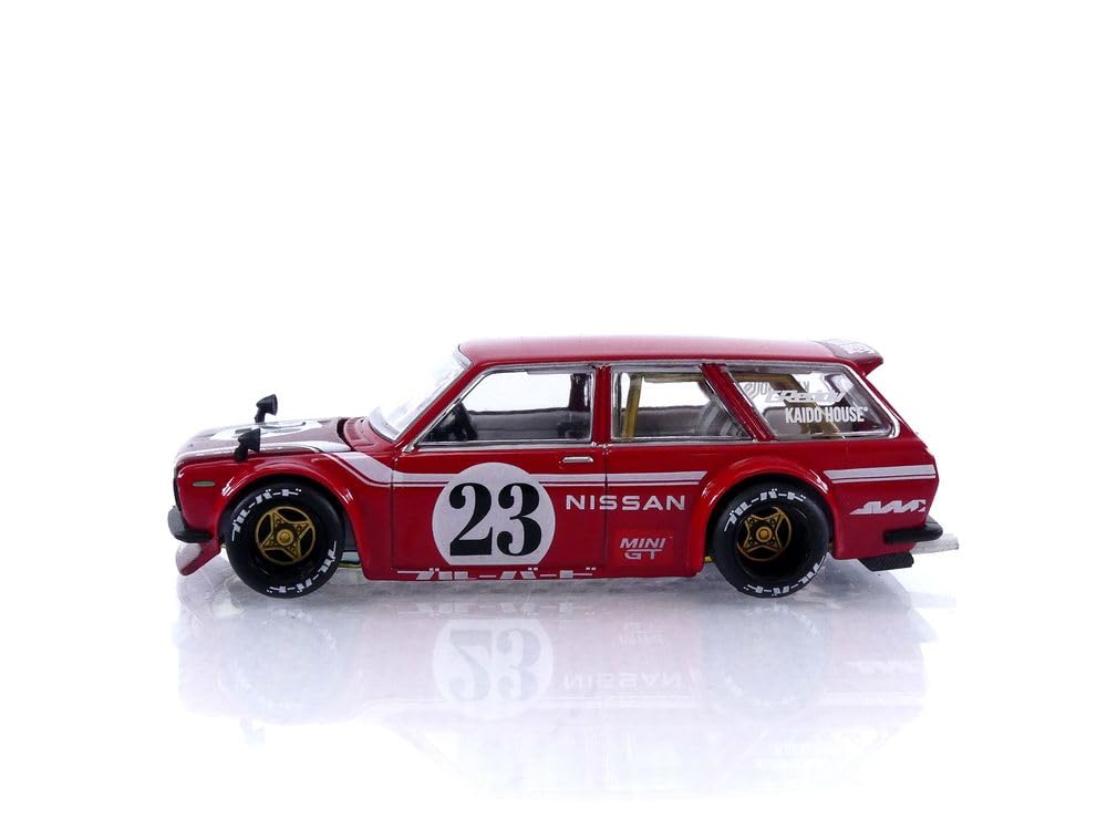 Datsun KAIDO 510 Wagon Carbon Fiber V2 Red Kaido House 1/64 Diecast Model Car True Scale Miniatures KHMG063