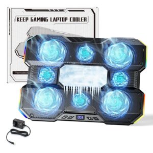 powerful laptop cooling pad - thermoelectric cooler with 8 brushless fans for gaming laptops, rgb lights, and stable laptop stand