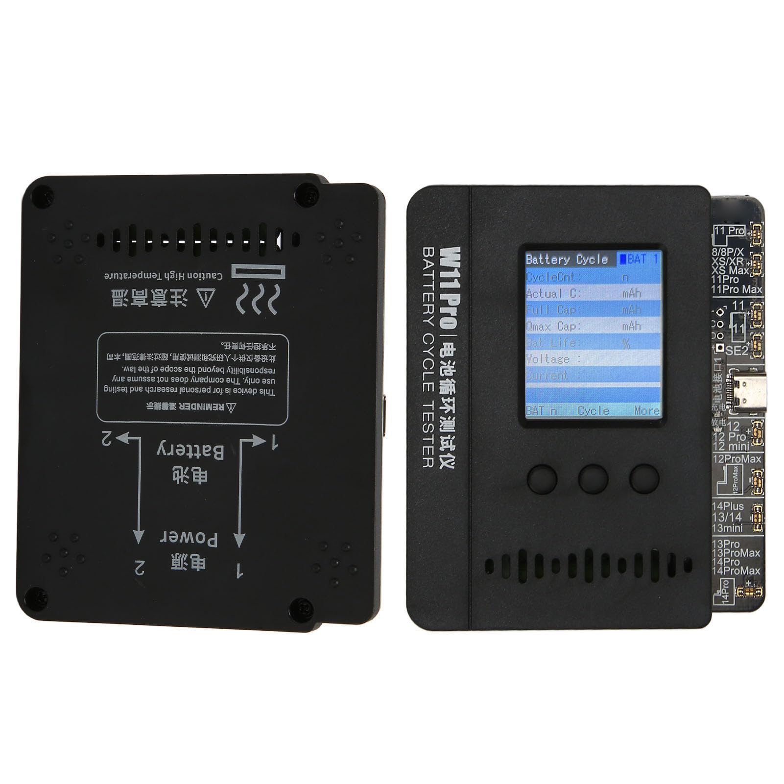 Small Battery Tester, Automatic Parameter Matching Battery Cycle Tester 1.8 Inch TFT Display for Repair (US Plug)