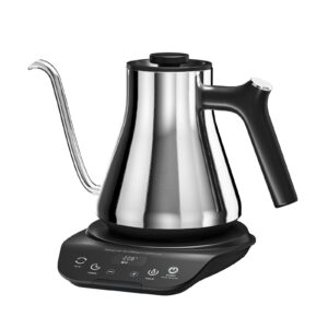 offacy electric gooseneck kettle,- 0.9l 1200w quick heating, ±1℉ temperature control, 100% stainless steel inner pot for pour over coffee & tea, perfect for boiling hot water