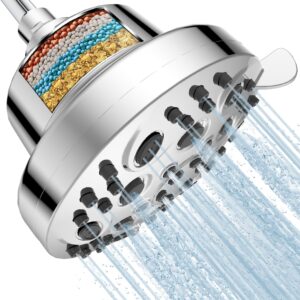 surpzon filtered shower head, high pressure shower heads with filter for hard water, rainfall shower head of replaceable showerhead filter, luxury 8 settings adjustable water softener shower head