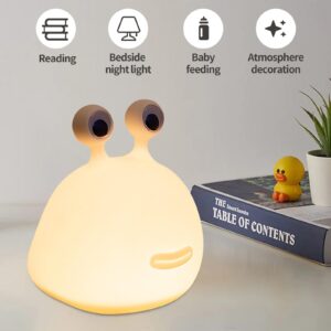 Yesinaly Cute Slug Night Light - Funny Kid Night Light for Bedroom Classroom Decor, Touch Night Light Soft Silicone Lamp for Birthday Gifts Room Decorations