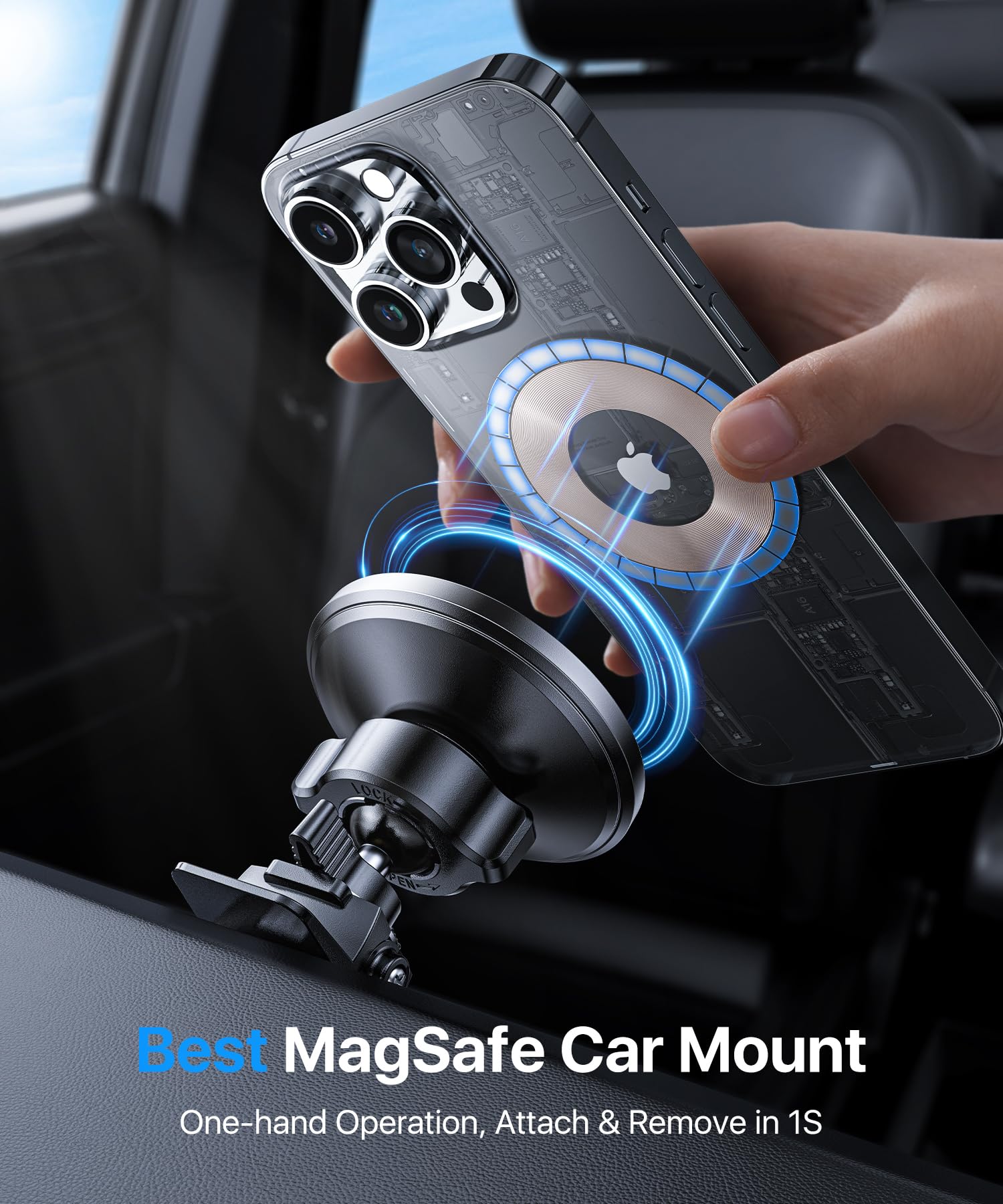 andobil Newest Magsafe Car Mount [Strongest Magnet, Military Sturdy & Never Slip] 360° Magnetic Air Vent Cell Phone Holder Car, Easy Used, Fit for iPhone 15 14 13 12 Pro Max Android Samsung S24 S23