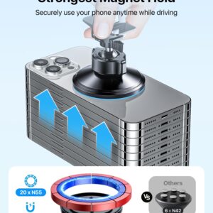 andobil Newest Magsafe Car Mount [Strongest Magnet, Military Sturdy & Never Slip] 360° Magnetic Air Vent Cell Phone Holder Car, Easy Used, Fit for iPhone 15 14 13 12 Pro Max Android Samsung S24 S23