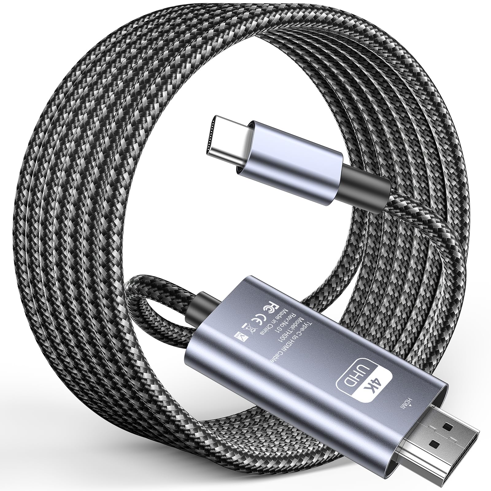 USB C to HDMI Cable 3.3ft 4K@60Hz,USB Type C to HDMI Cable [Thunderbolt 3 Compatible] for Home Office, Compatible for MacBook Pro, iPad Pro 2020, iMac, Samsung S21,S22, XPS, Huawei Mate 40, etc -1m