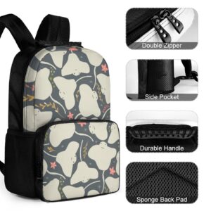 Cute Stingray Laptop Backpack Lightweight 16 Inch Travel Backpack Shoulder Bag Daypack for Men Women