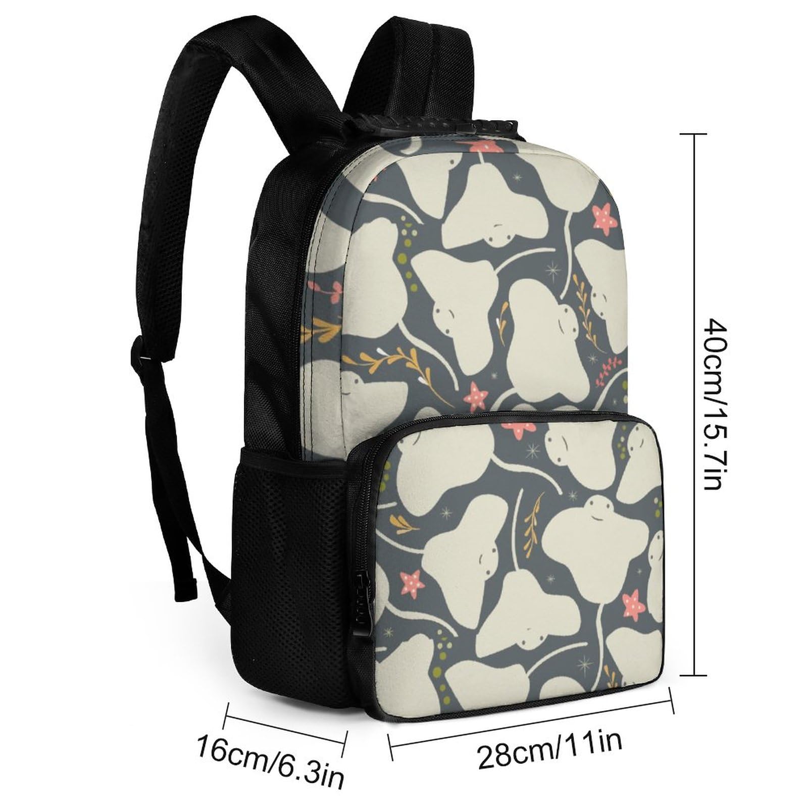 Cute Stingray Laptop Backpack Lightweight 16 Inch Travel Backpack Shoulder Bag Daypack for Men Women